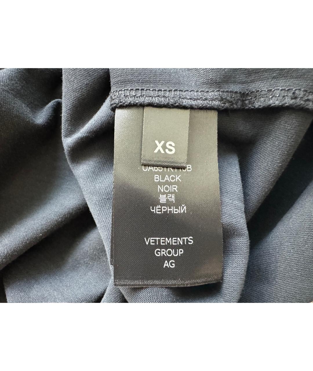 VETEMENTS Черная хлопковая футболка, фото 7