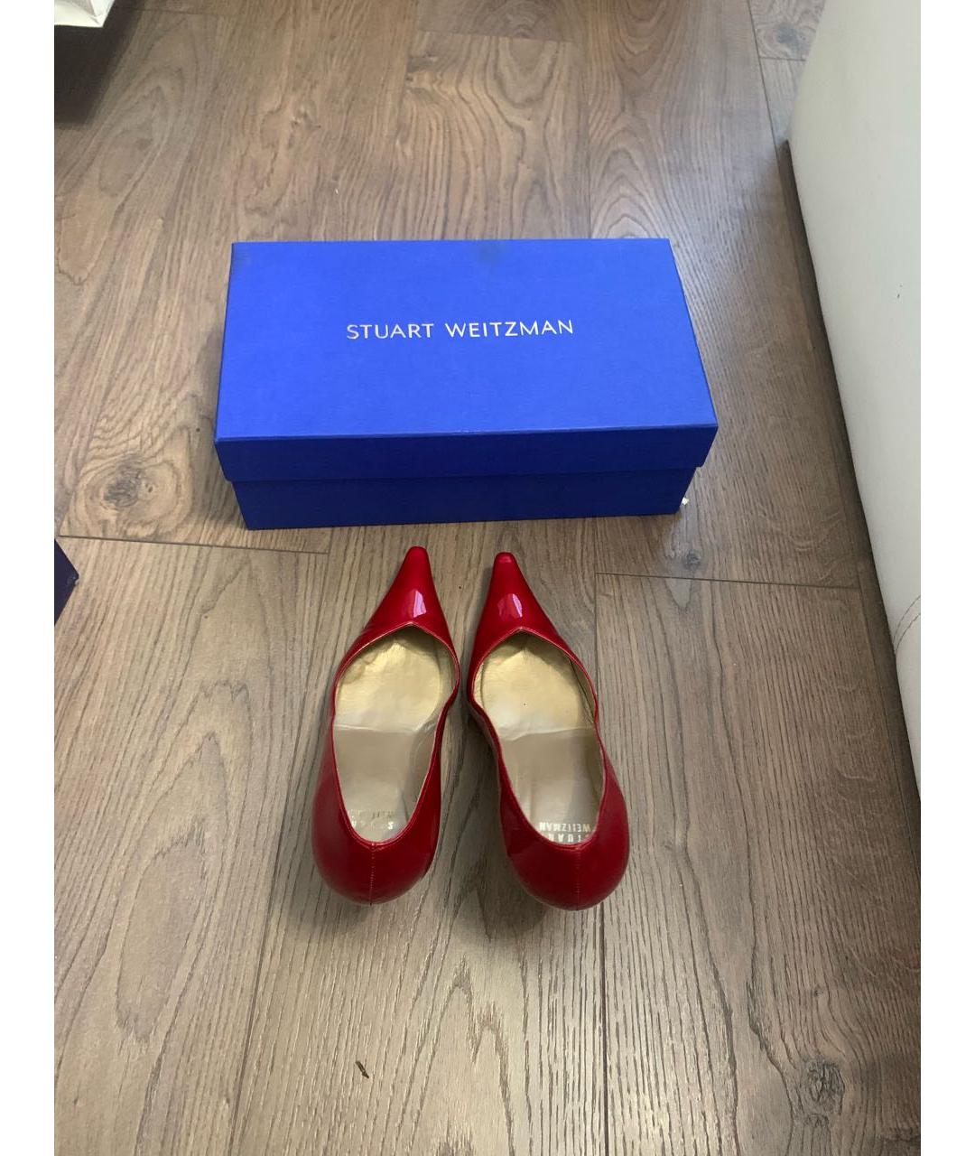 STUART WEITZMAN Бордовые кожаные балетки, фото 3