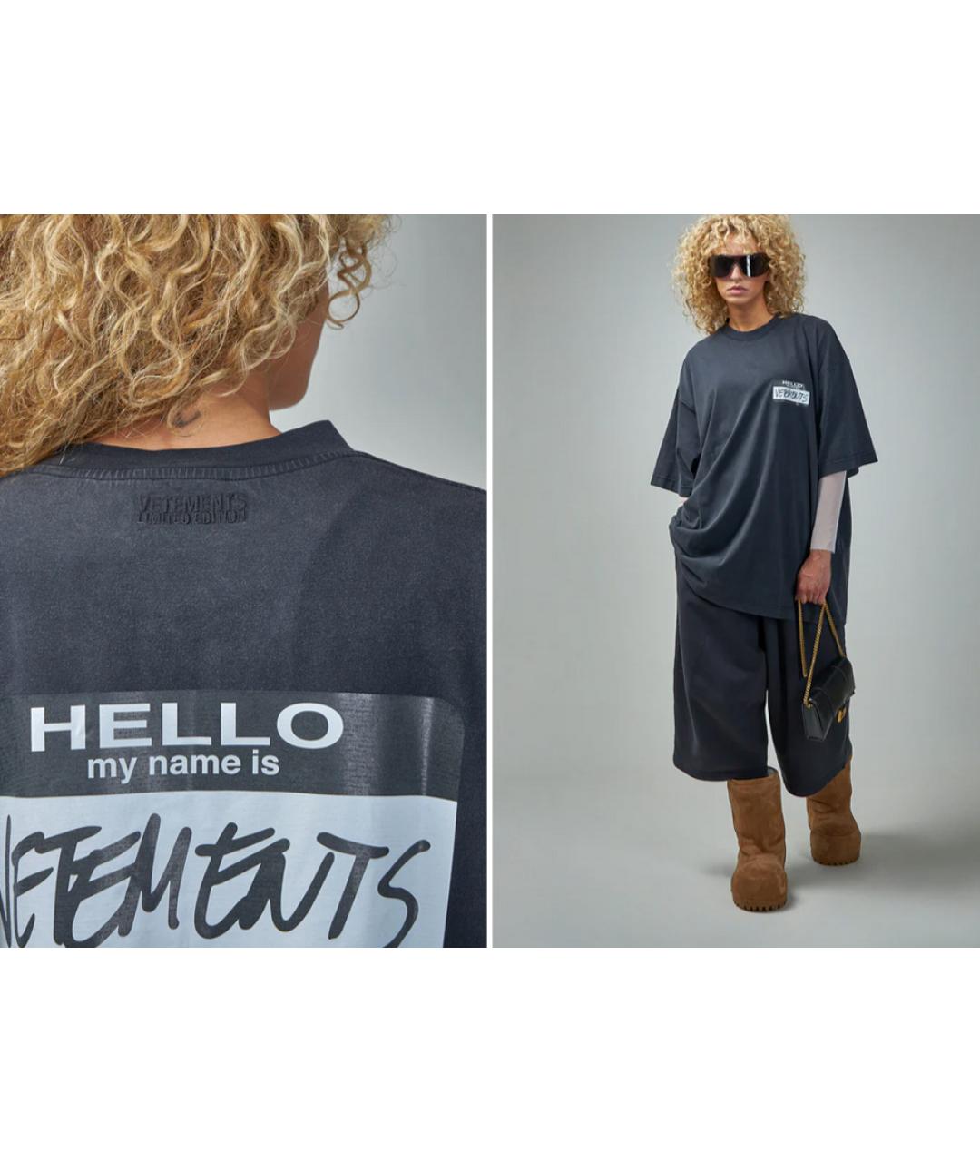 VETEMENTS Черная хлопковая футболка, фото 4