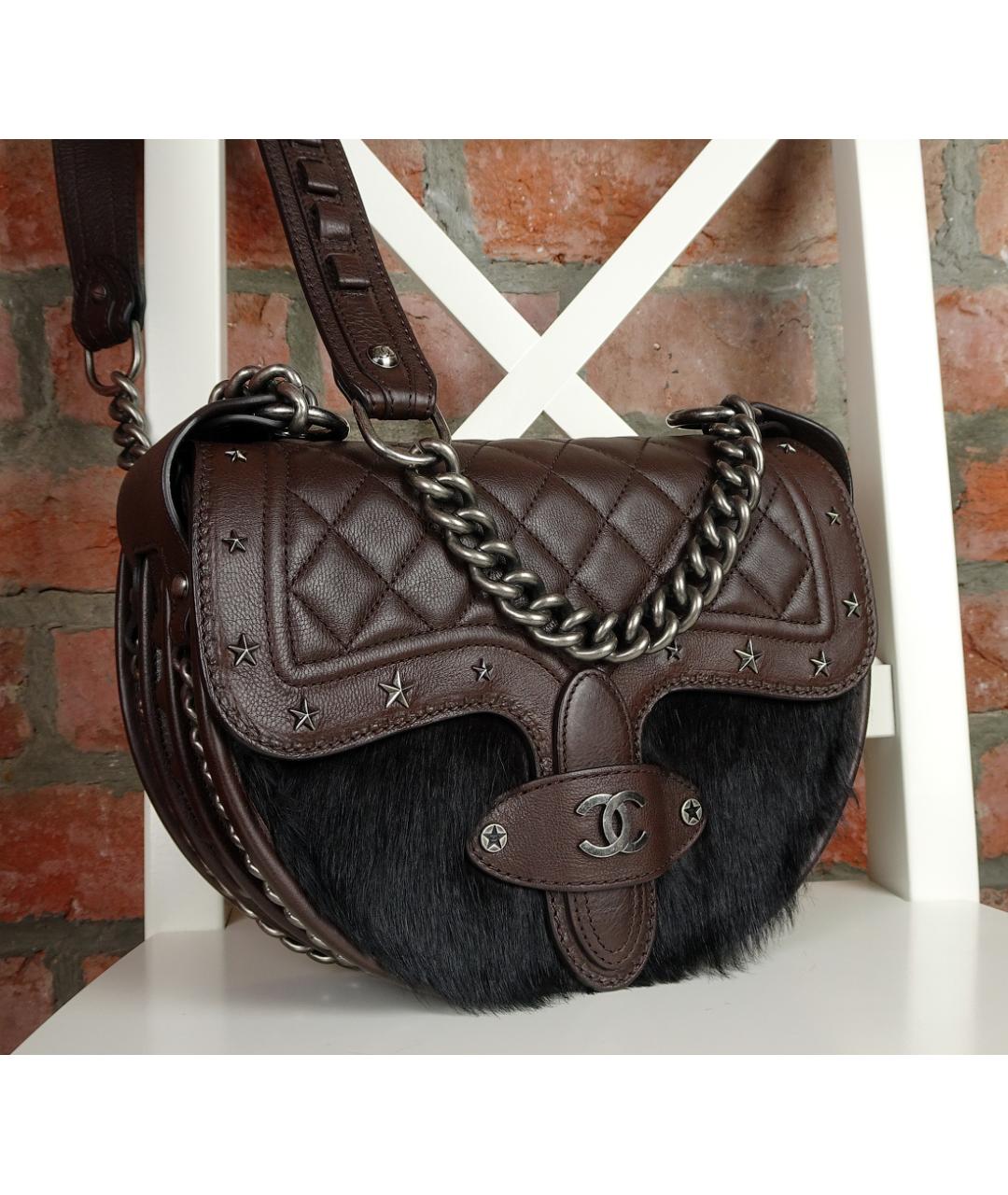 CHANEL Коричневая кожаная сумка через плечо, фото 3