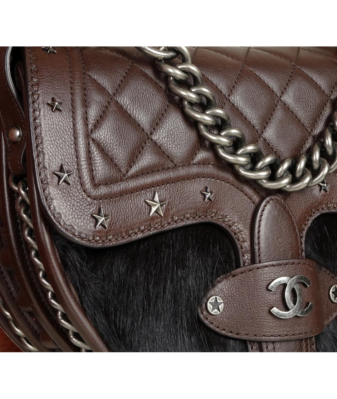 CHANEL Коричневая кожаная сумка через плечо, фото 5