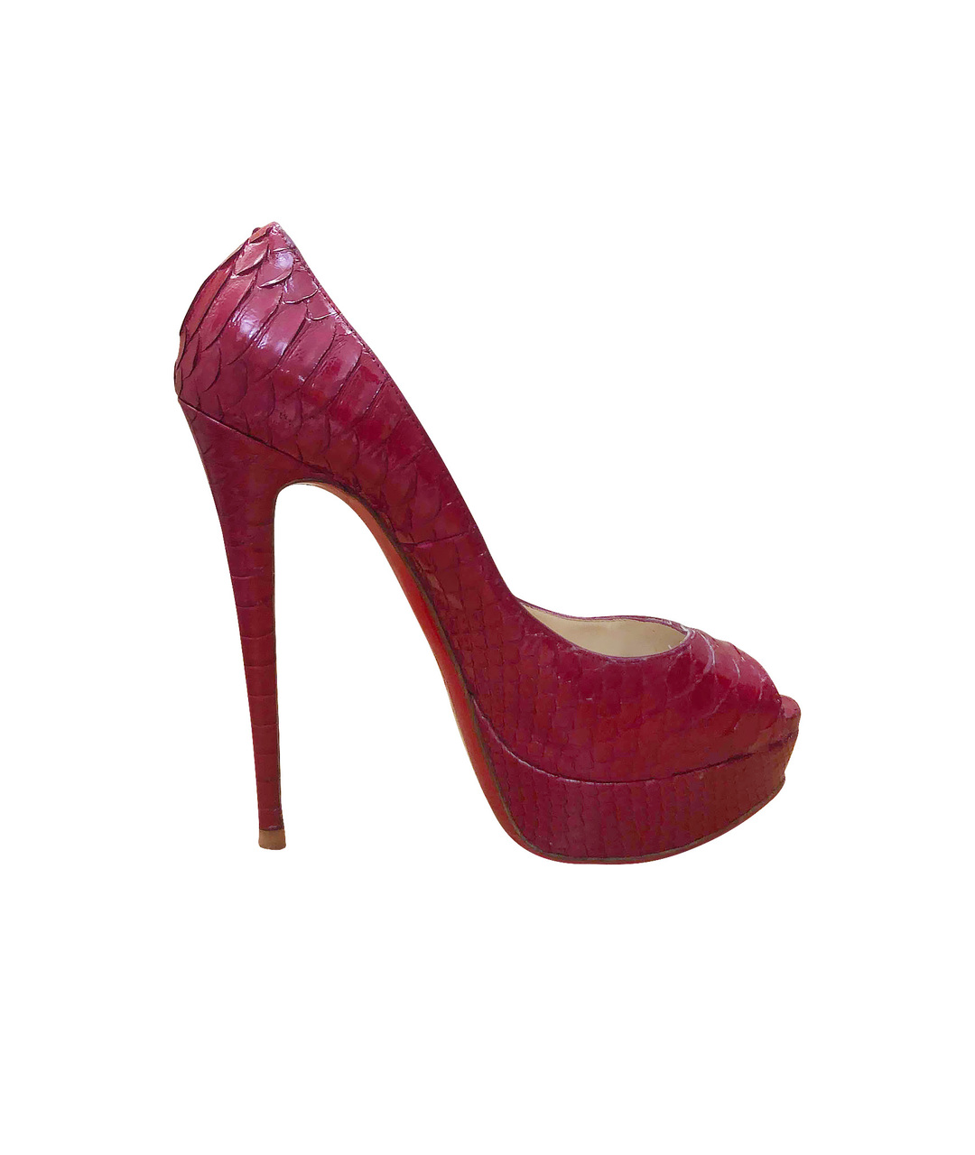 CHRISTIAN LOUBOUTIN Красные туфли из экзотической кожи, фото 1