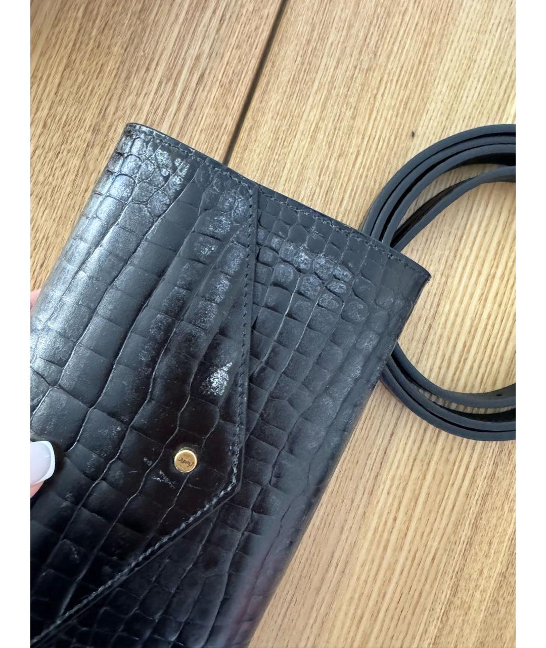 SAINT LAURENT Черная кожаная поясная сумка, фото 4