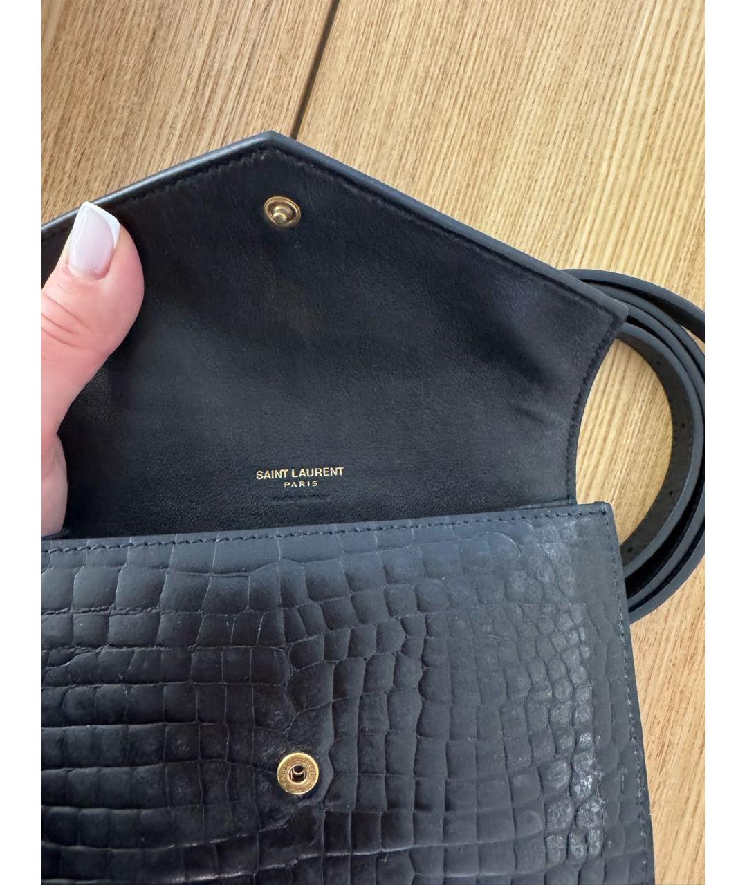 SAINT LAURENT Черная кожаная поясная сумка, фото 3