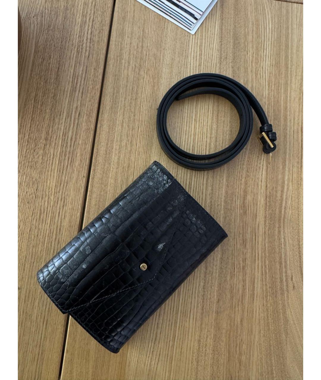 SAINT LAURENT Черная кожаная поясная сумка, фото 5