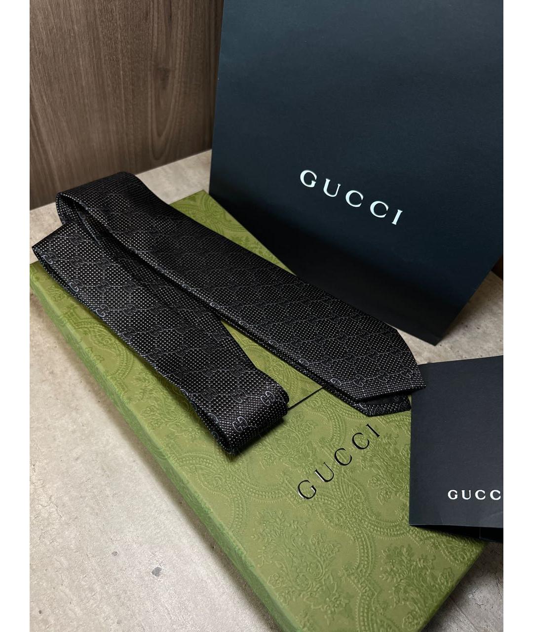 GUCCI Черный шелковый галстук, фото 5