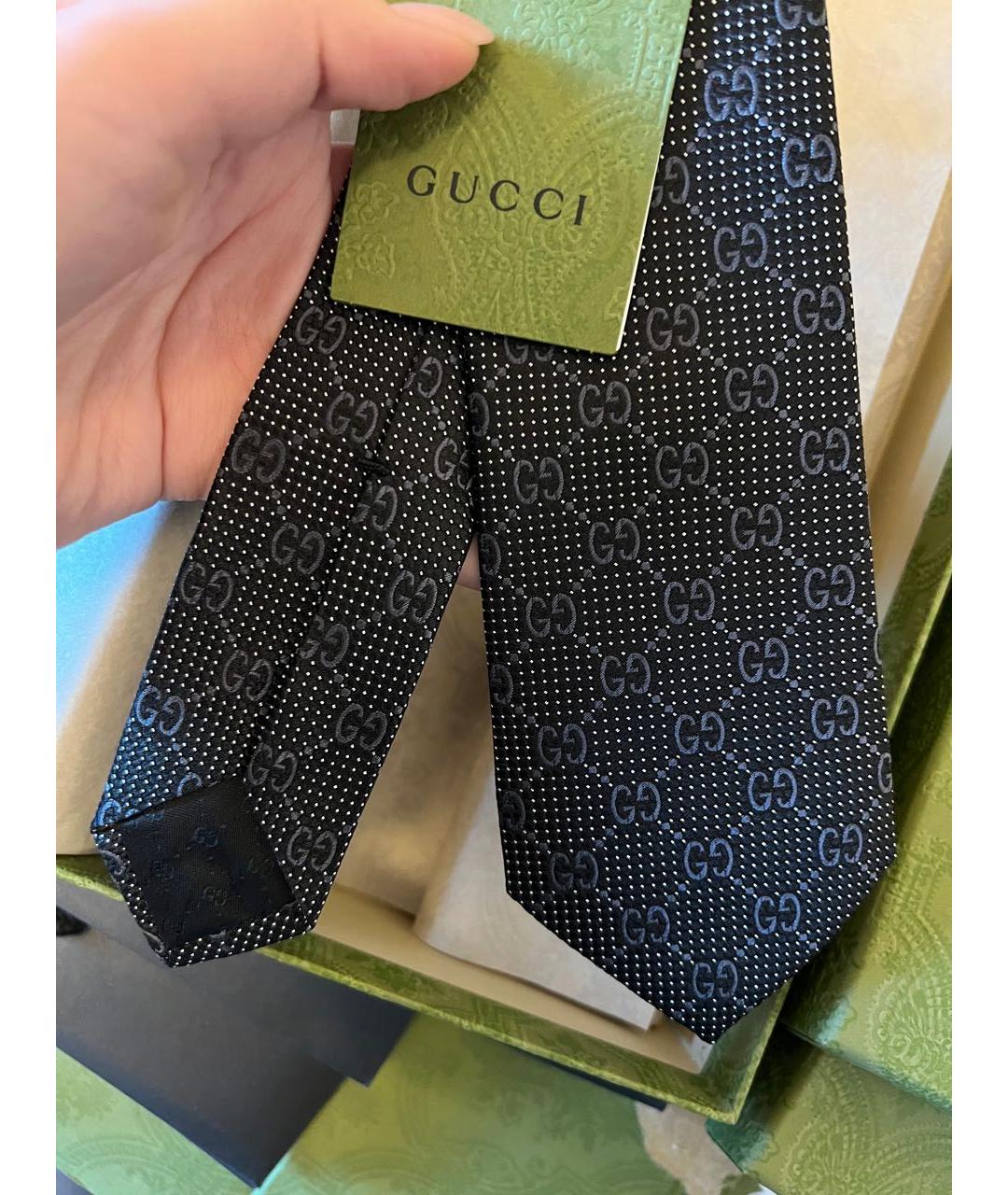 GUCCI Черный шелковый галстук, фото 2