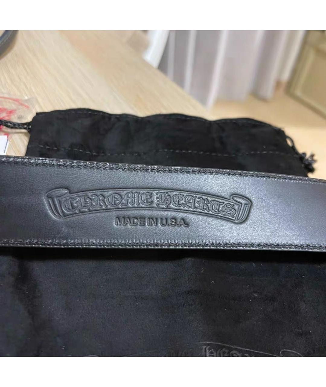 CHROME HEARTS Черный кожаный ремень, фото 3