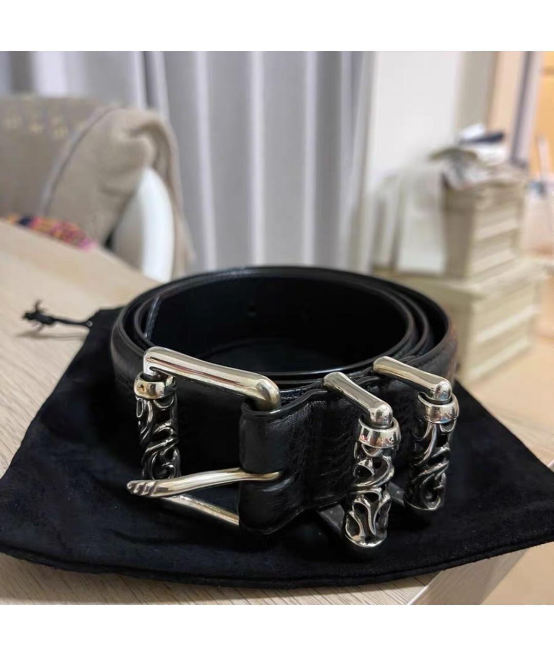 CHROME HEARTS Черный кожаный ремень, фото 4