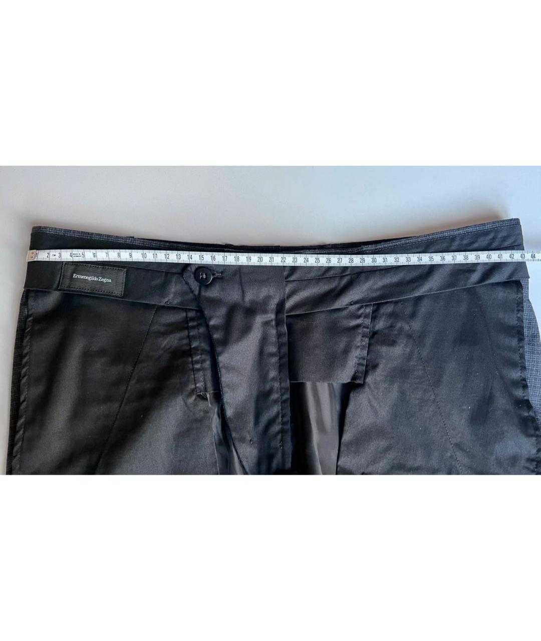 ERMENEGILDO ZEGNA Синие хлопко-эластановые классические брюки, фото 3