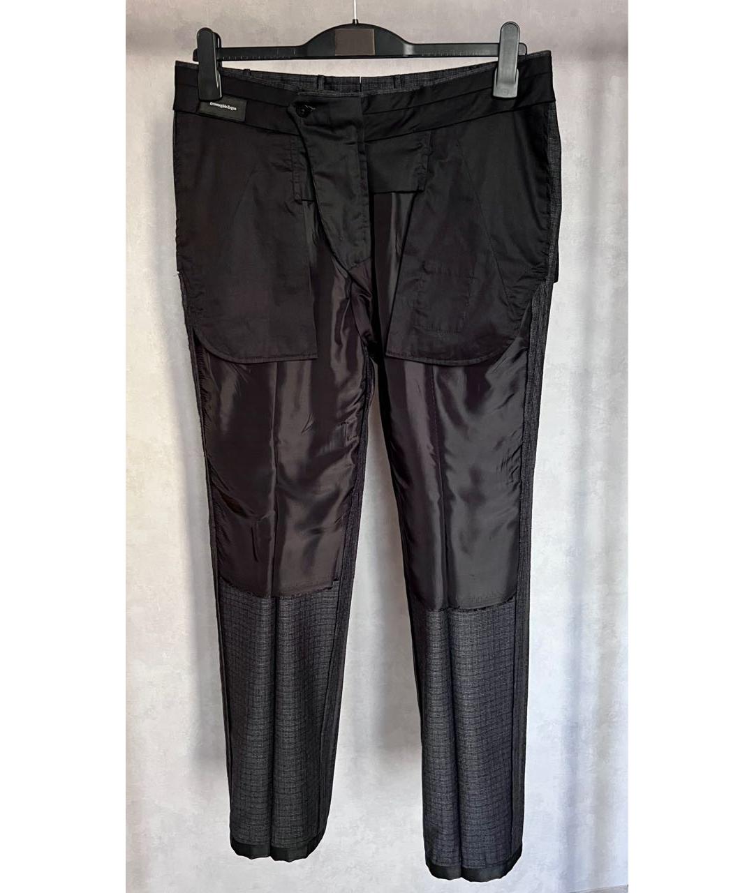 ERMENEGILDO ZEGNA Синие хлопко-эластановые классические брюки, фото 8