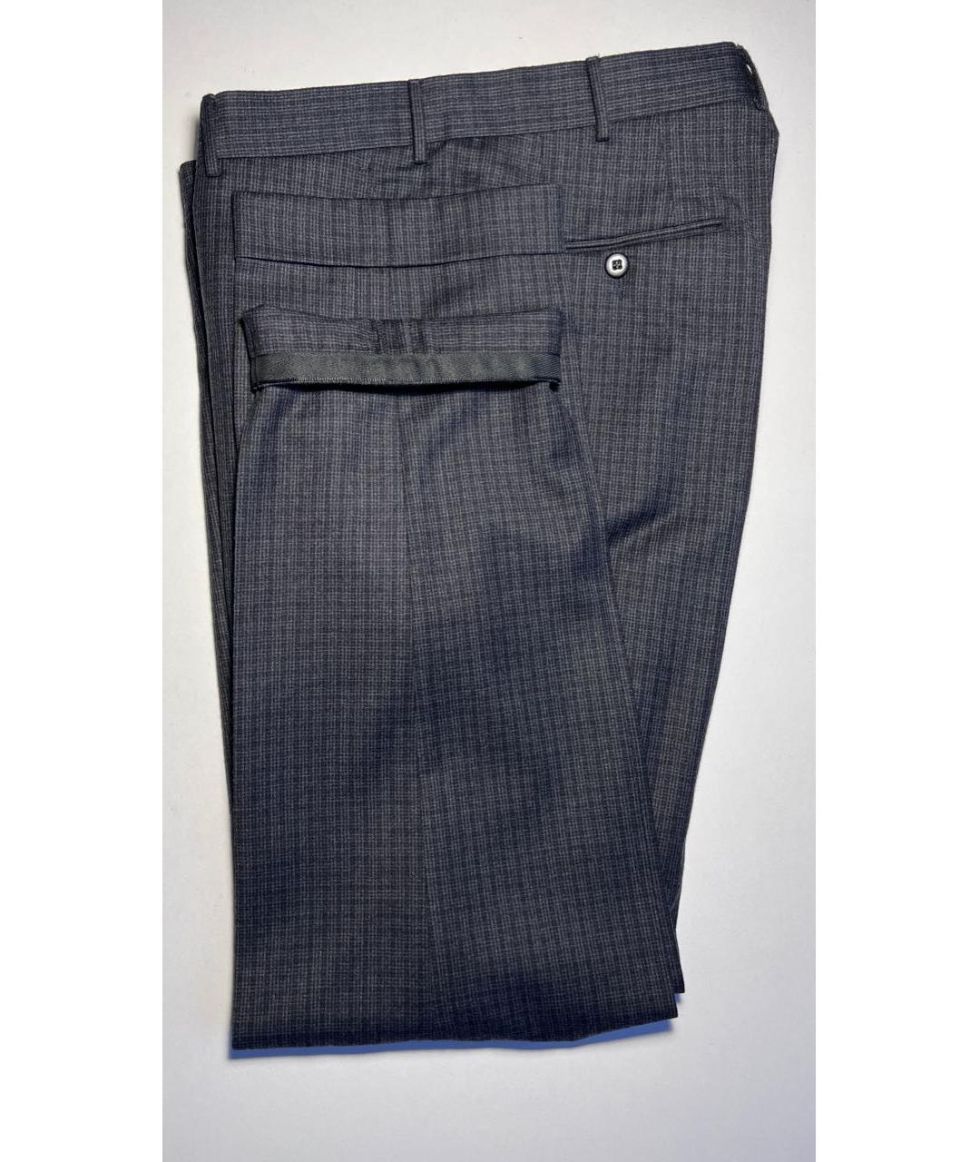 ERMENEGILDO ZEGNA Синие хлопко-эластановые классические брюки, фото 6