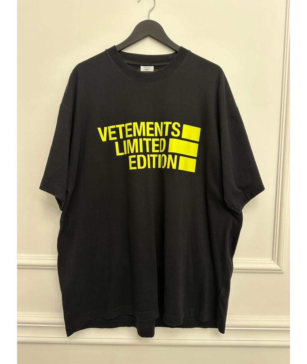 VETEMENTS Черная хлопковая футболка, фото 7