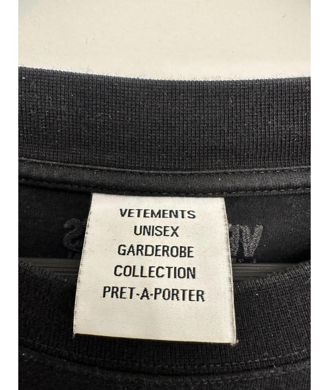 VETEMENTS Черная хлопковая футболка, фото 3