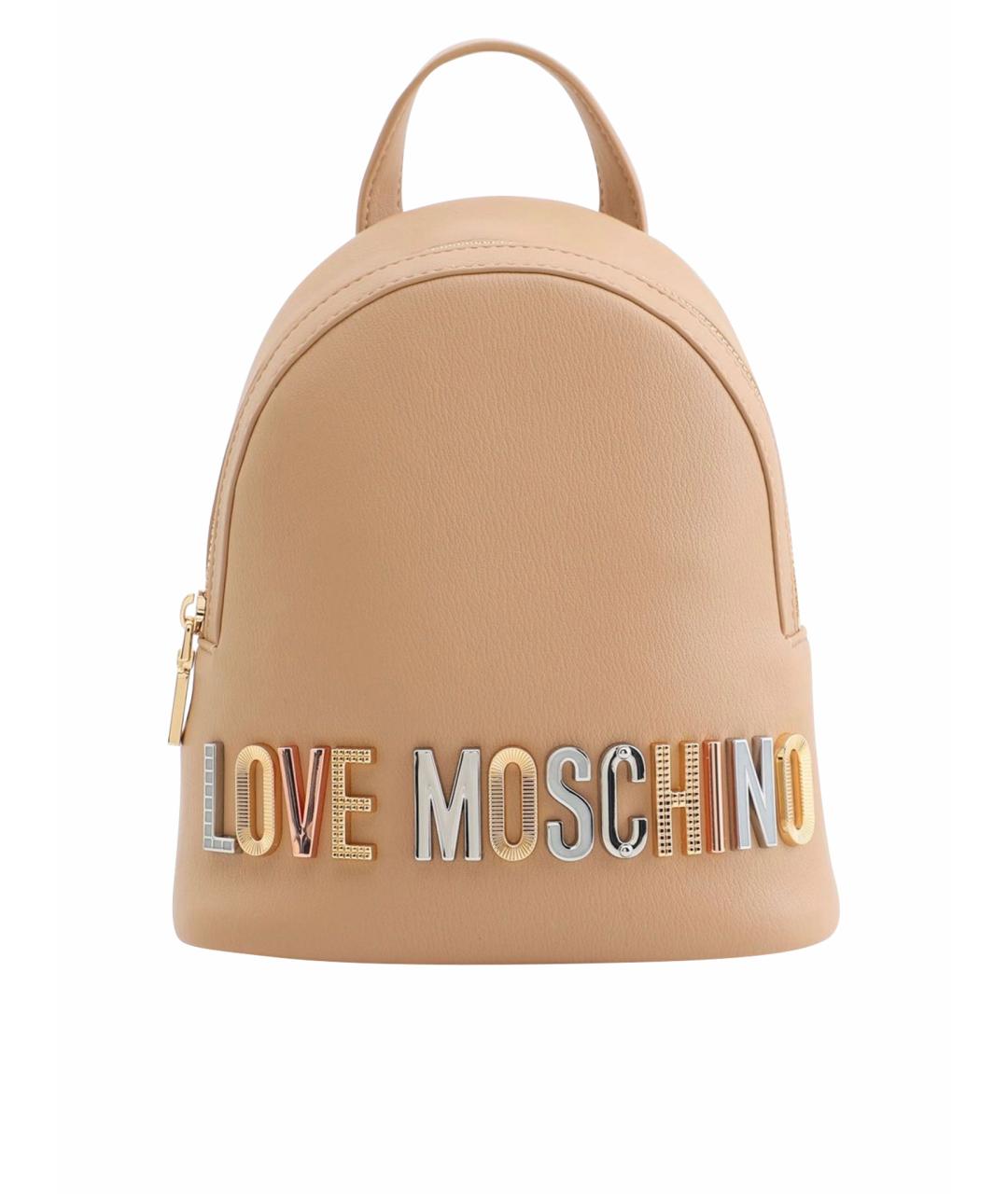 LOVE MOSCHINO Бежевый кожаный рюкзак, фото 1