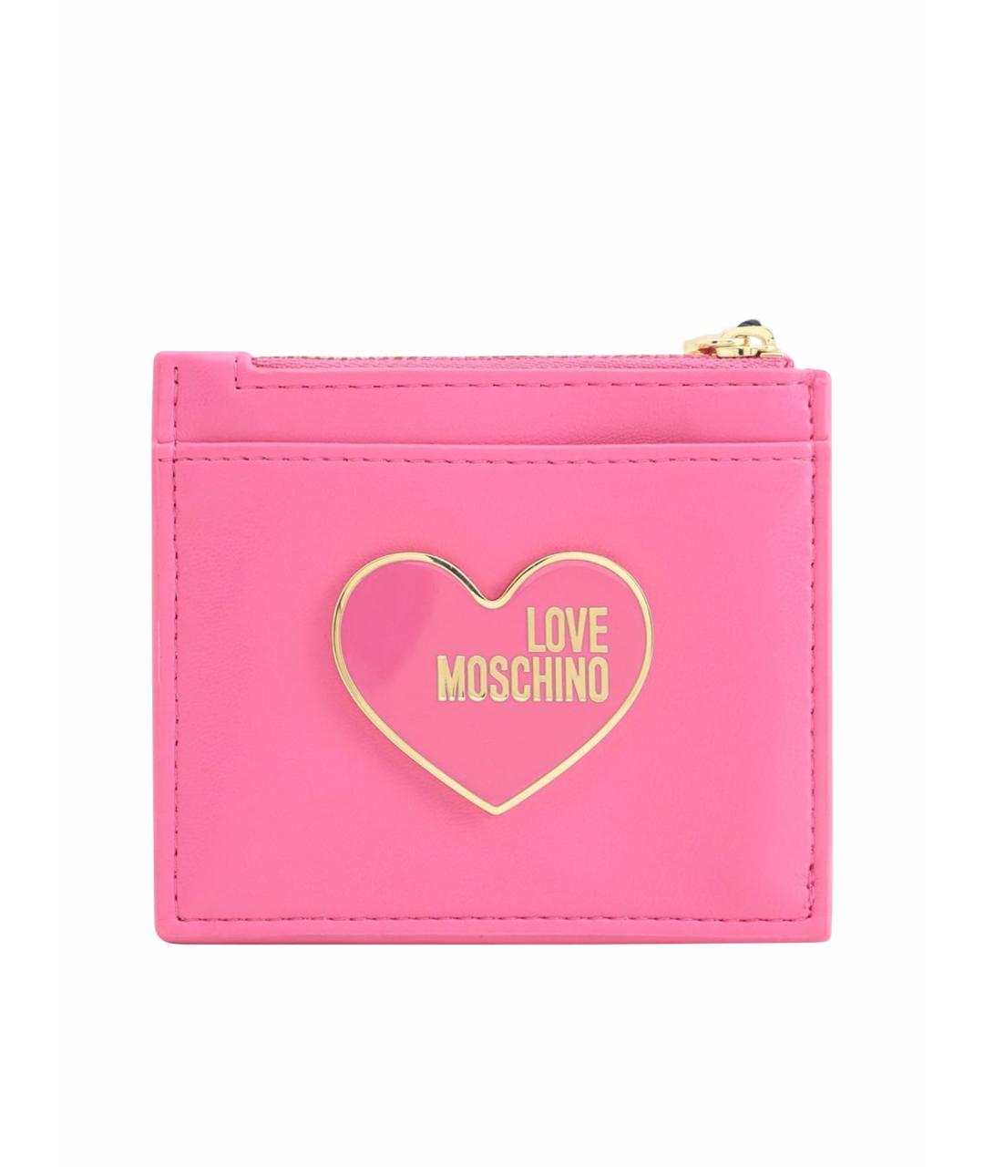 LOVE MOSCHINO Розовый кожаный кардхолдер, фото 1