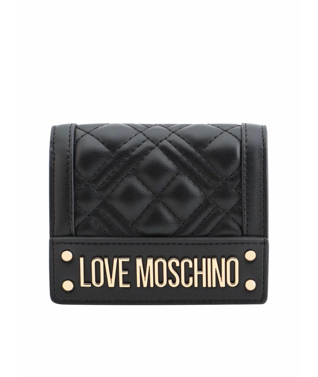 LOVE MOSCHINO Черный кожаный кошелек, фото 1