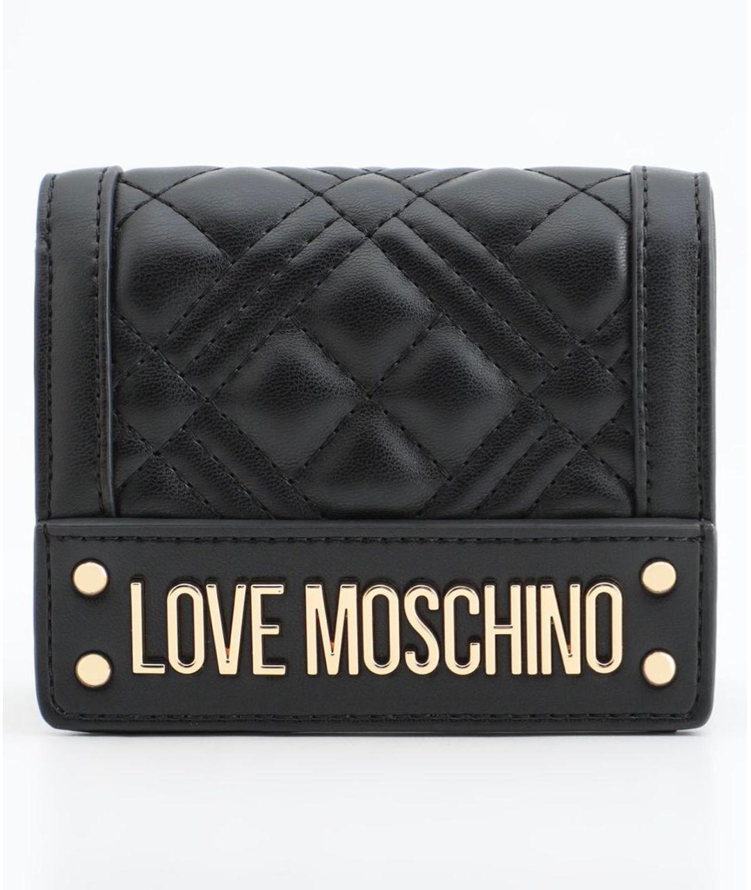 LOVE MOSCHINO Черный кожаный кошелек, фото 4