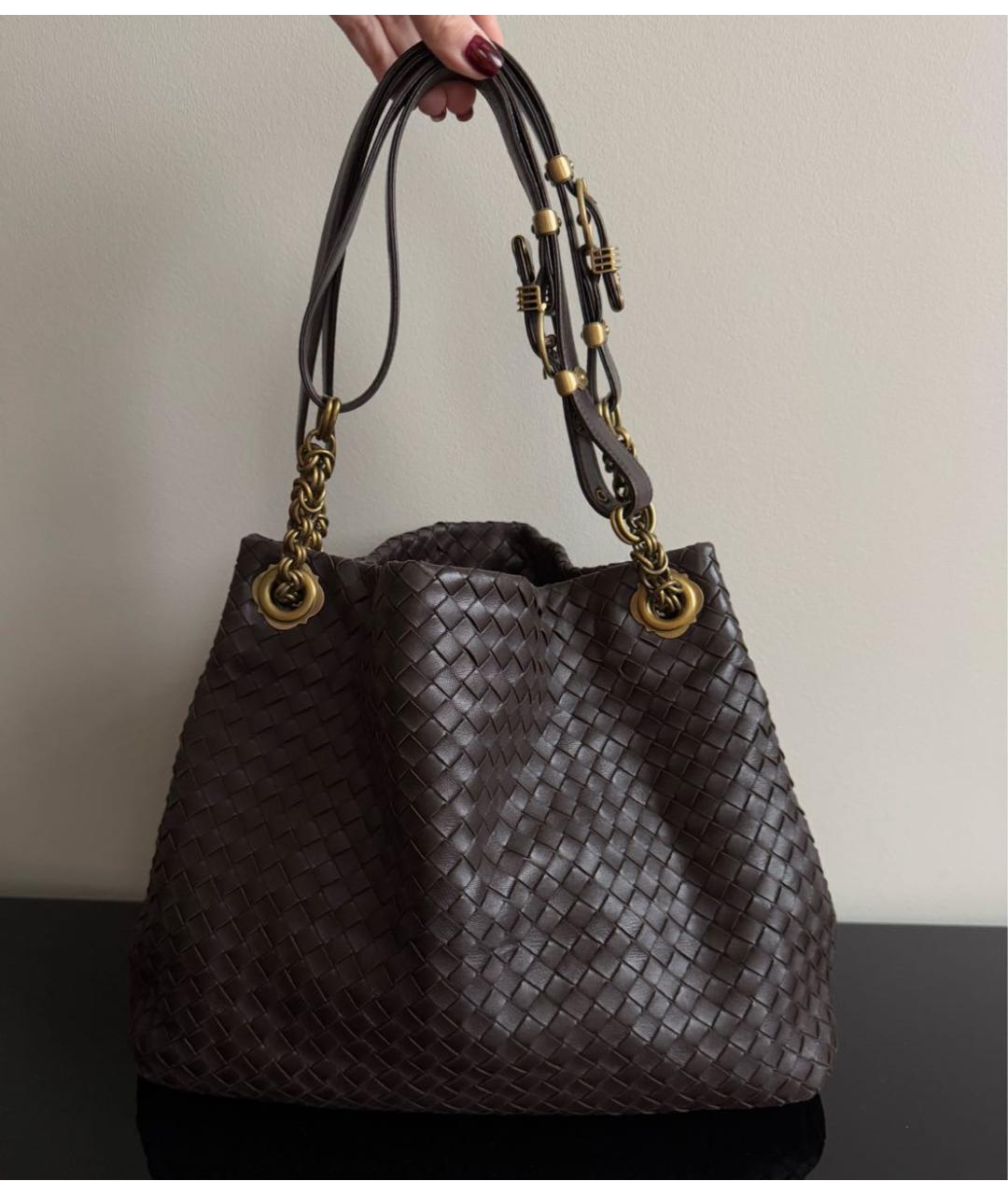 BOTTEGA VENETA Коричневая кожаная сумка через плечо, фото 3