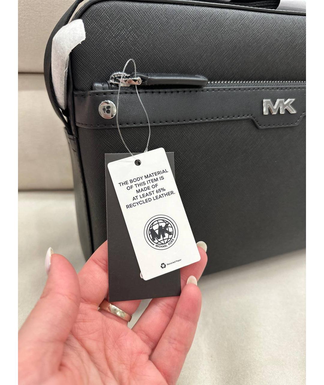 MICHAEL KORS Черная кожаная сумка на плечо, фото 6