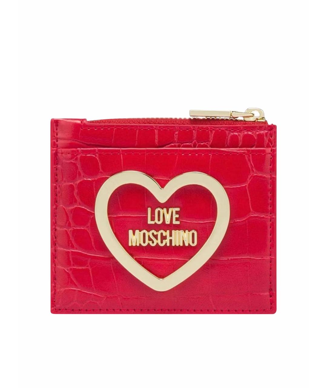 LOVE MOSCHINO Красный кожаный кардхолдер, фото 1