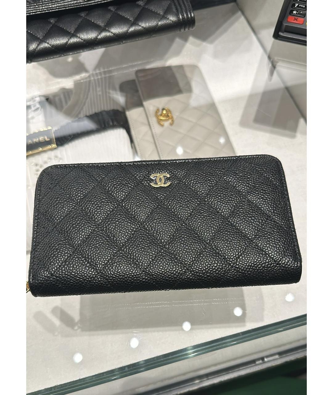 CHANEL Черный кожаный кошелек, фото 8