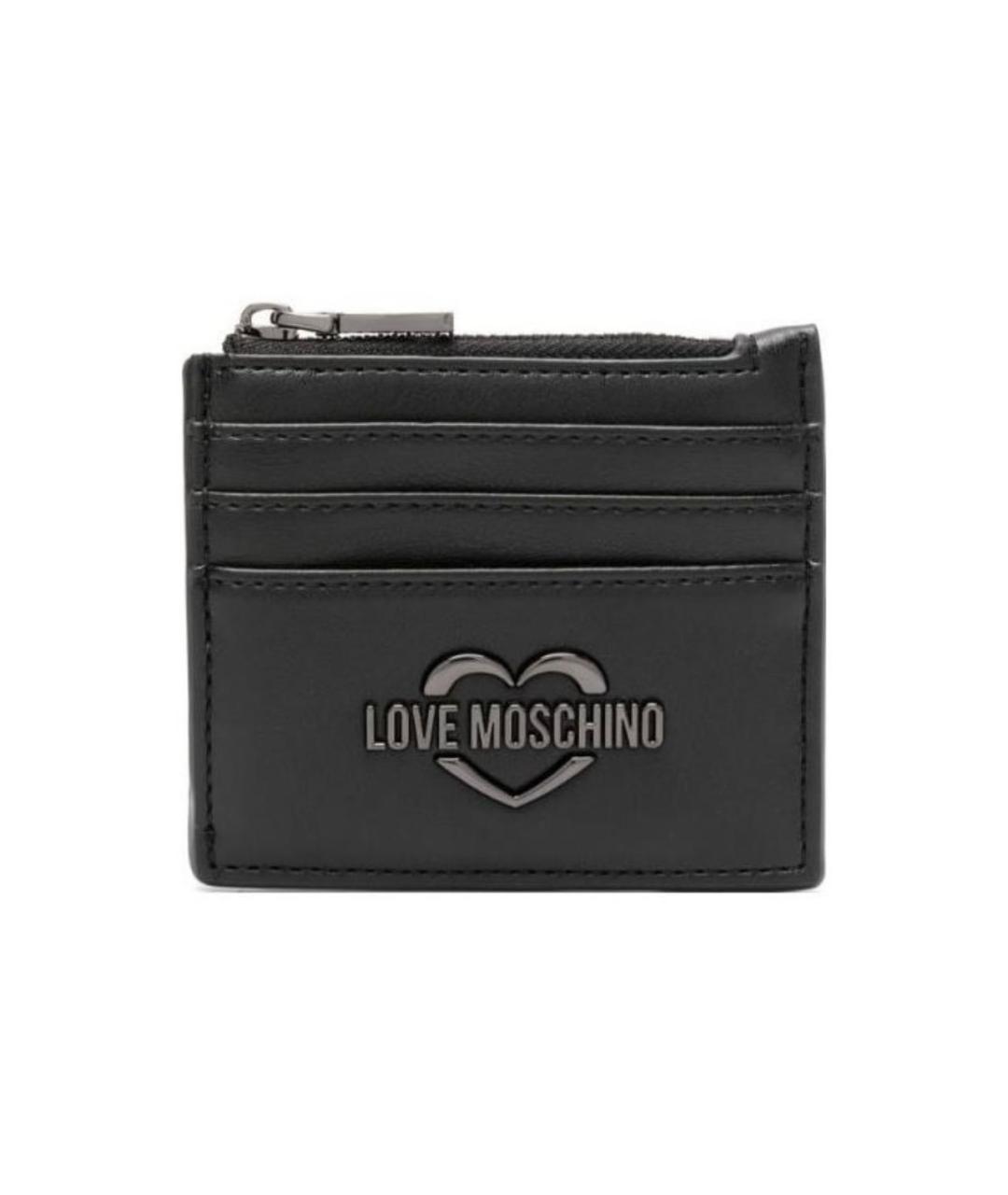 LOVE MOSCHINO Черный кожаный кардхолдер, фото 2