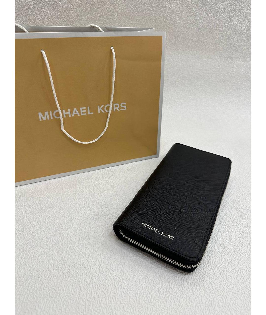 MICHAEL KORS Черный кожаный кошелек, фото 7