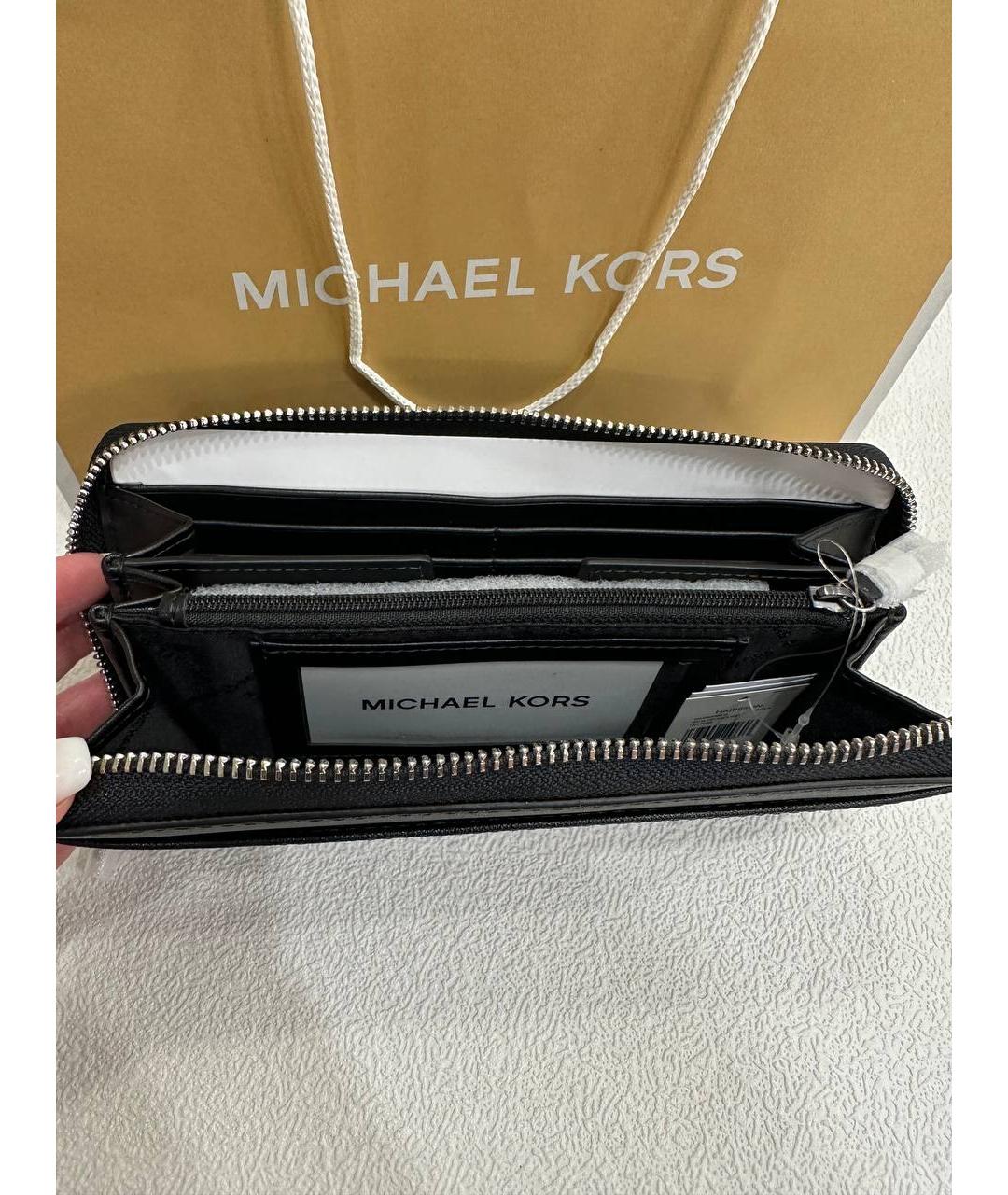 MICHAEL KORS Черный кожаный кошелек, фото 5