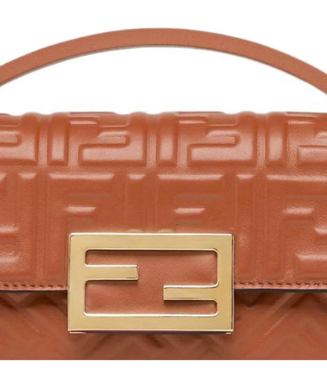 FENDI Оранжевая кожаная сумка через плечо, фото 4