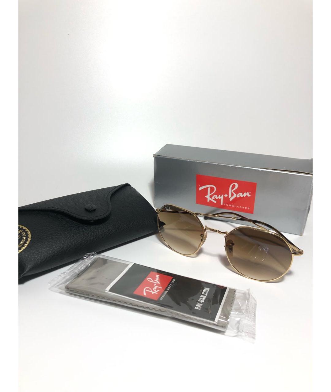 RAY BAN Золотые металлические солнцезащитные очки, фото 5