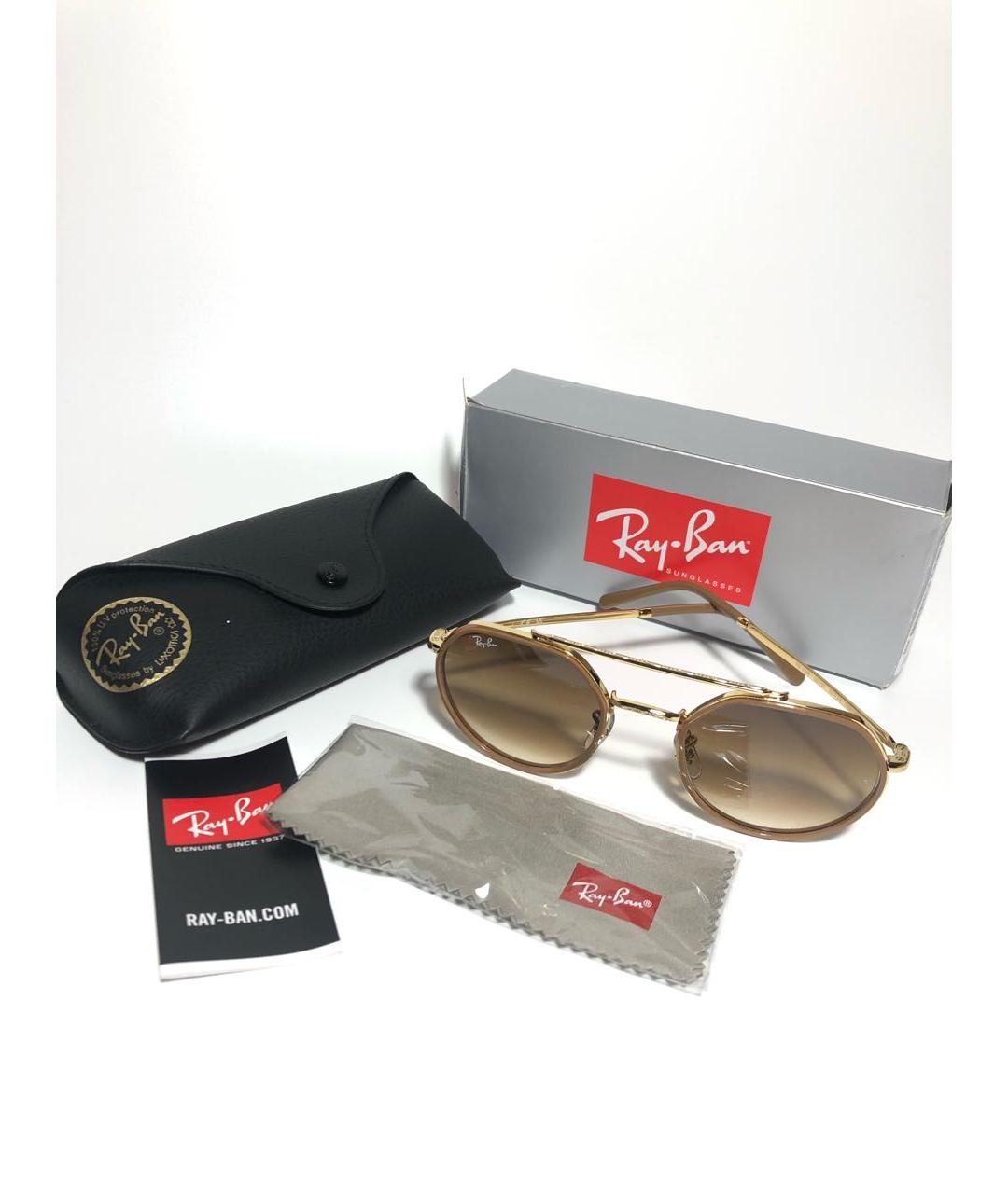 RAY BAN Золотые металлические солнцезащитные очки, фото 5