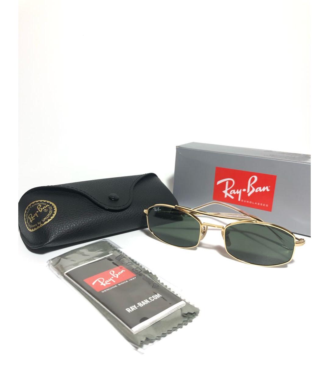 RAY BAN Золотые металлические солнцезащитные очки, фото 5