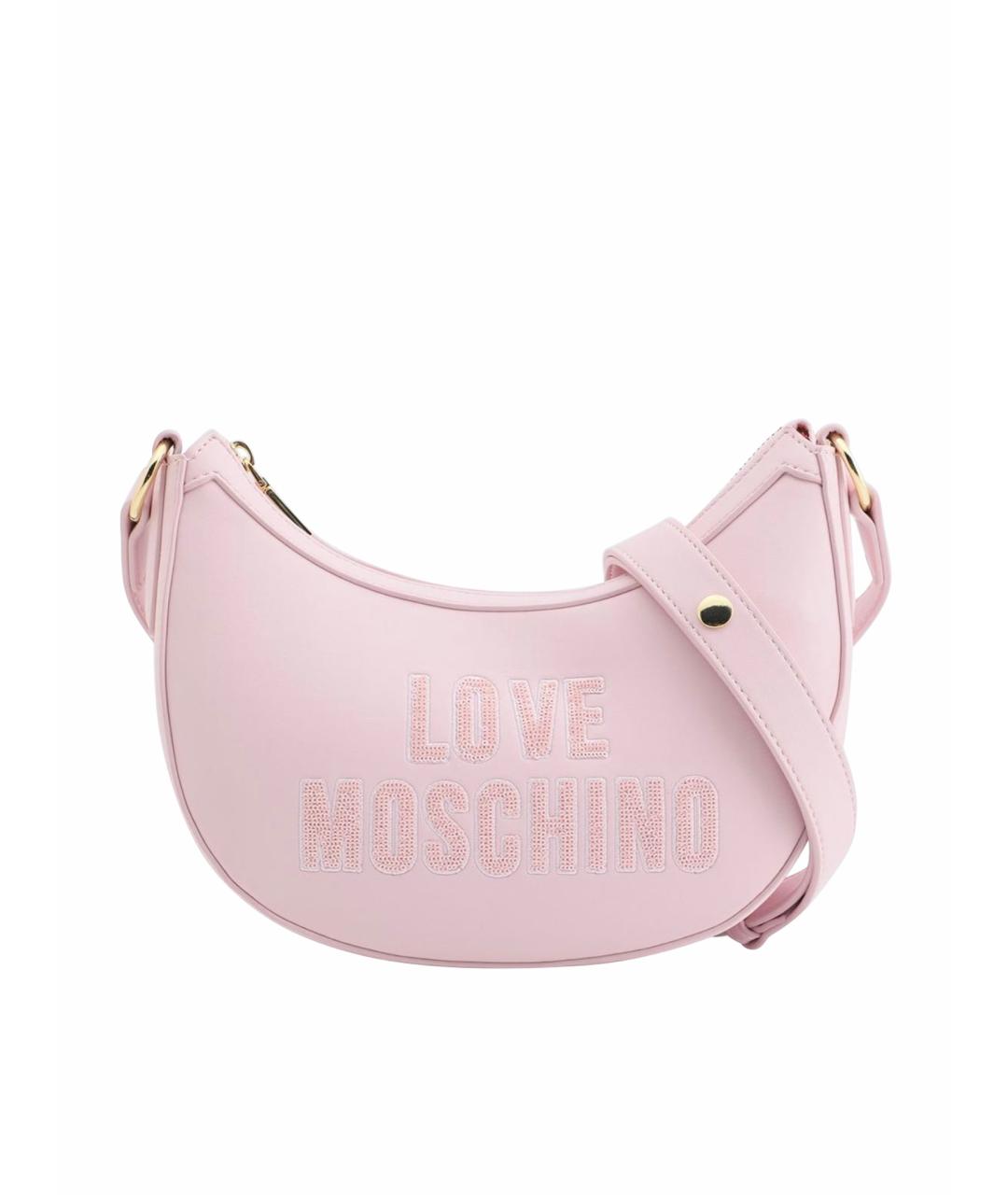 LOVE MOSCHINO Розовая кожаная сумка через плечо, фото 1