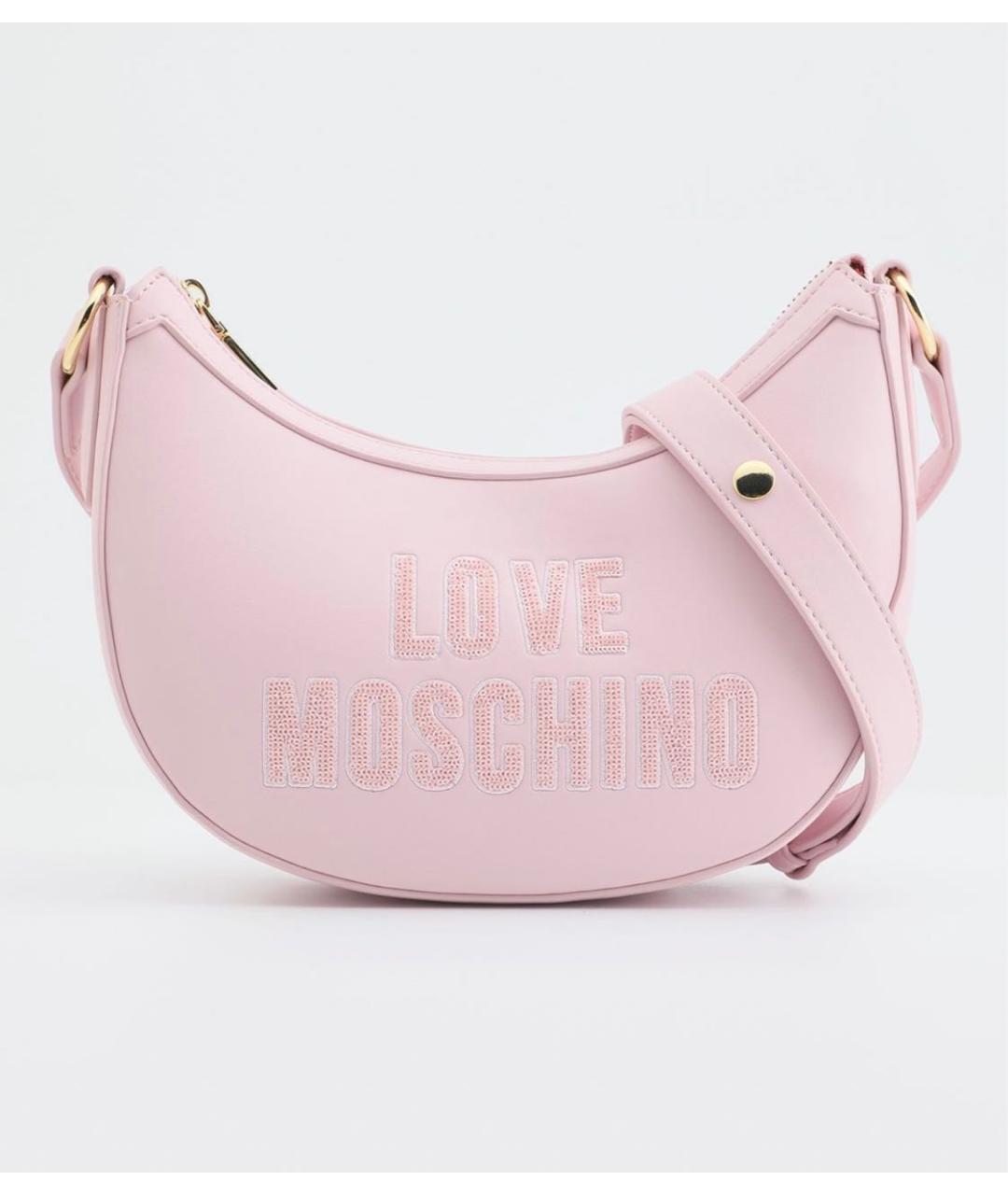 LOVE MOSCHINO Розовая кожаная сумка через плечо, фото 5