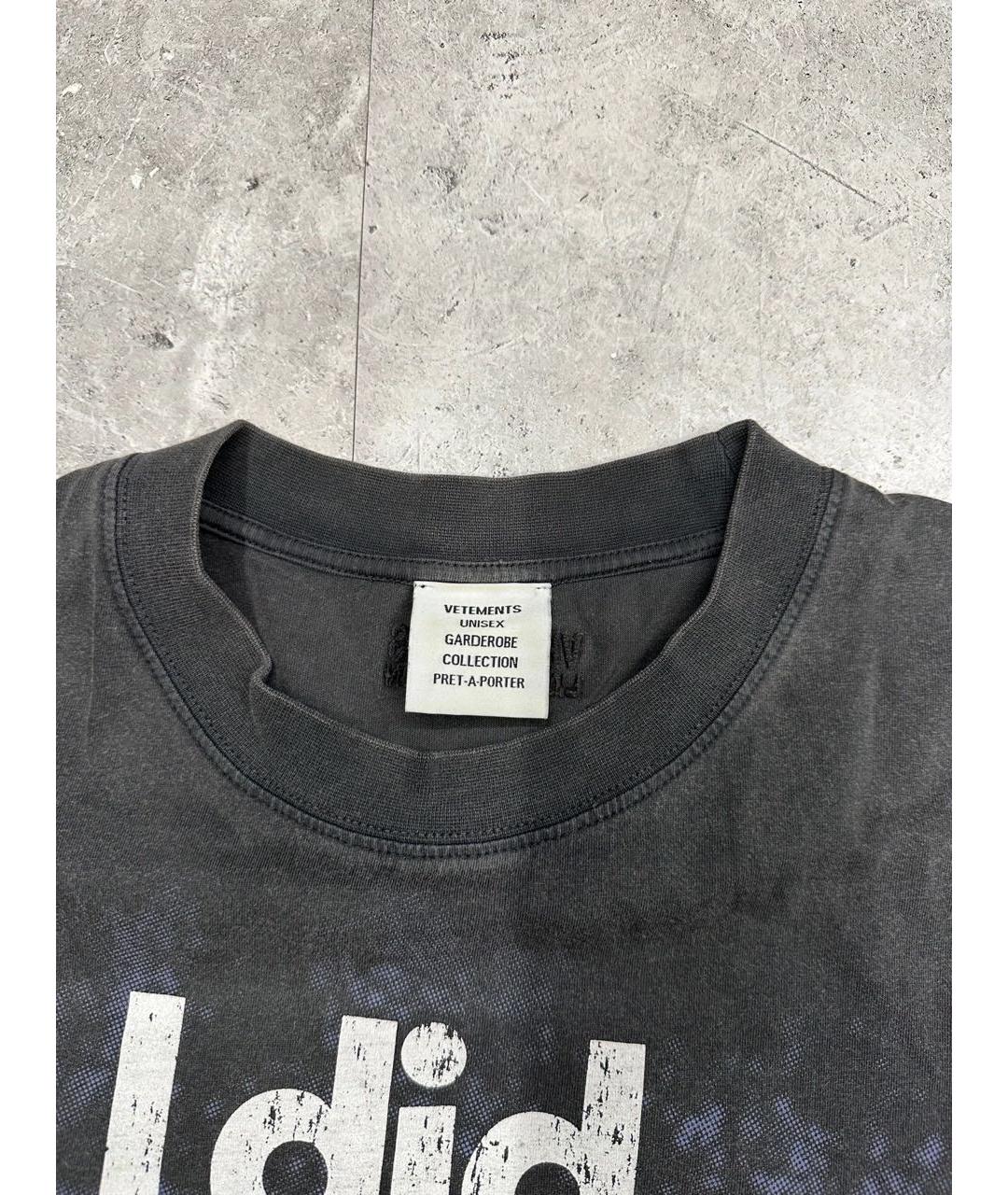 VETEMENTS Черная хлопковая футболка, фото 4