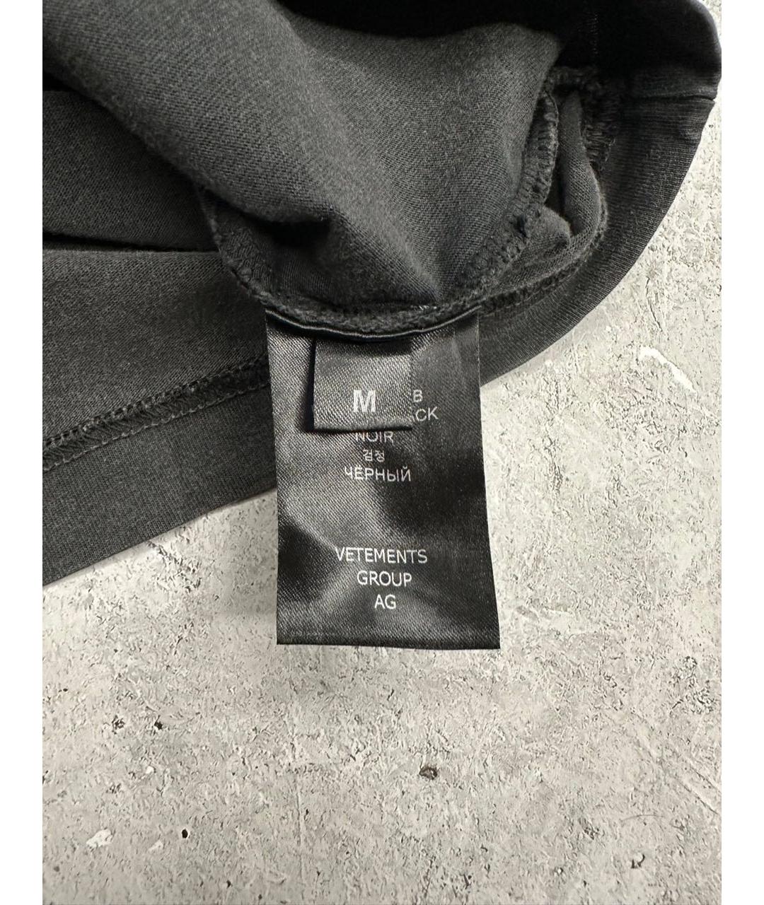 VETEMENTS Черная хлопковая футболка, фото 5