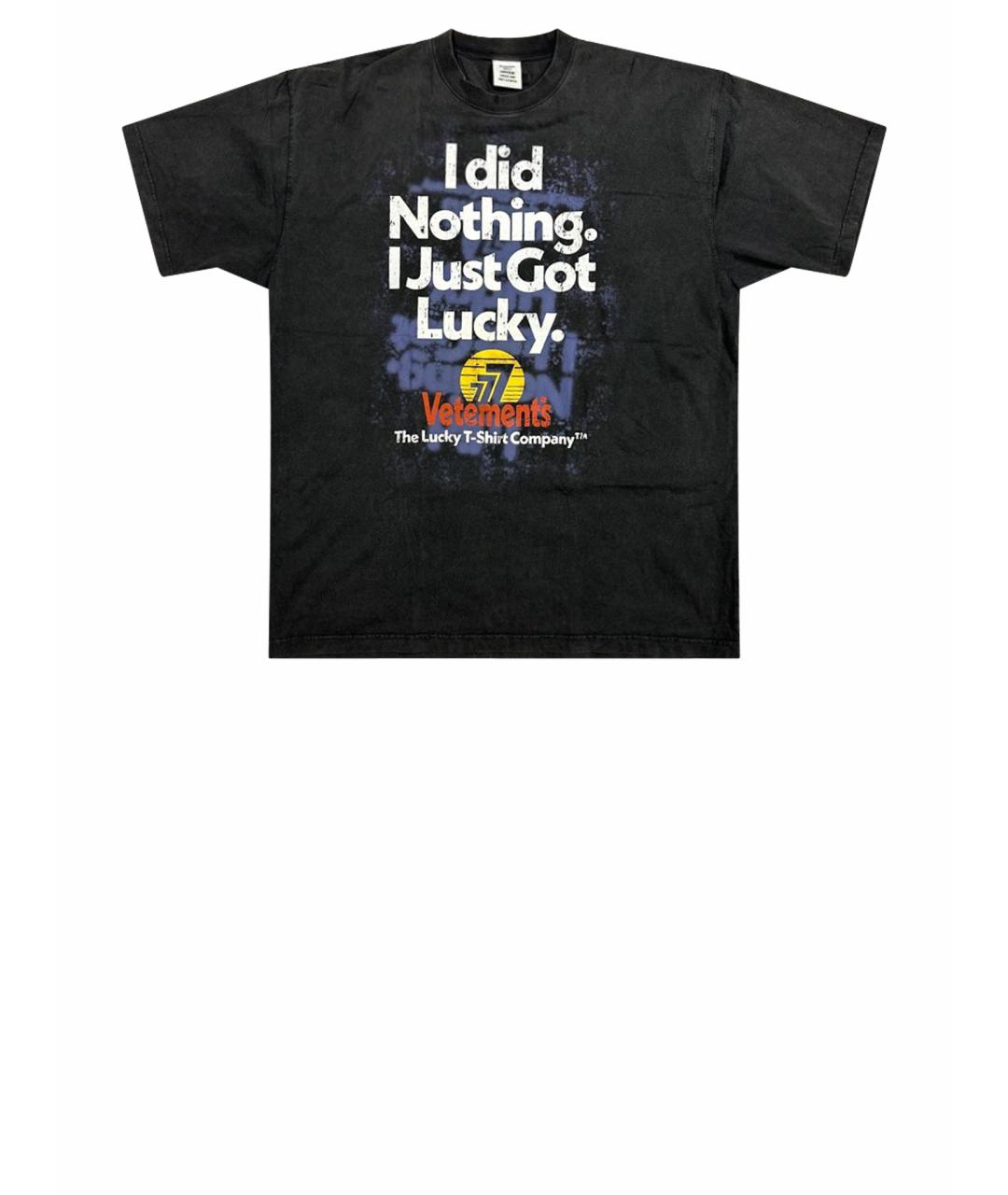 VETEMENTS Черная хлопковая футболка, фото 1