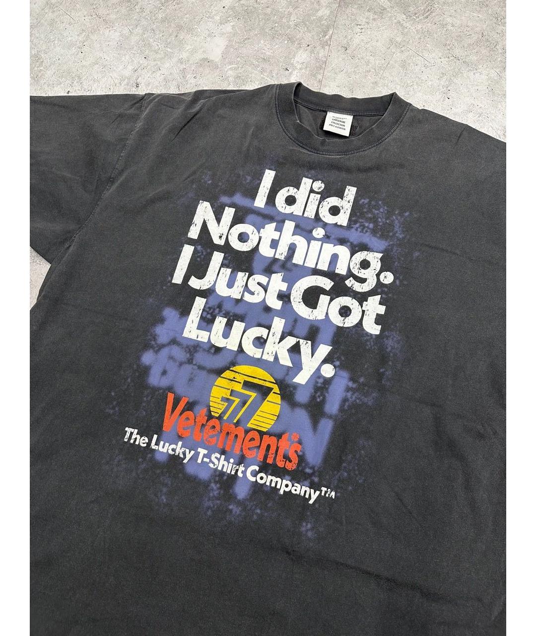 VETEMENTS Черная хлопковая футболка, фото 2