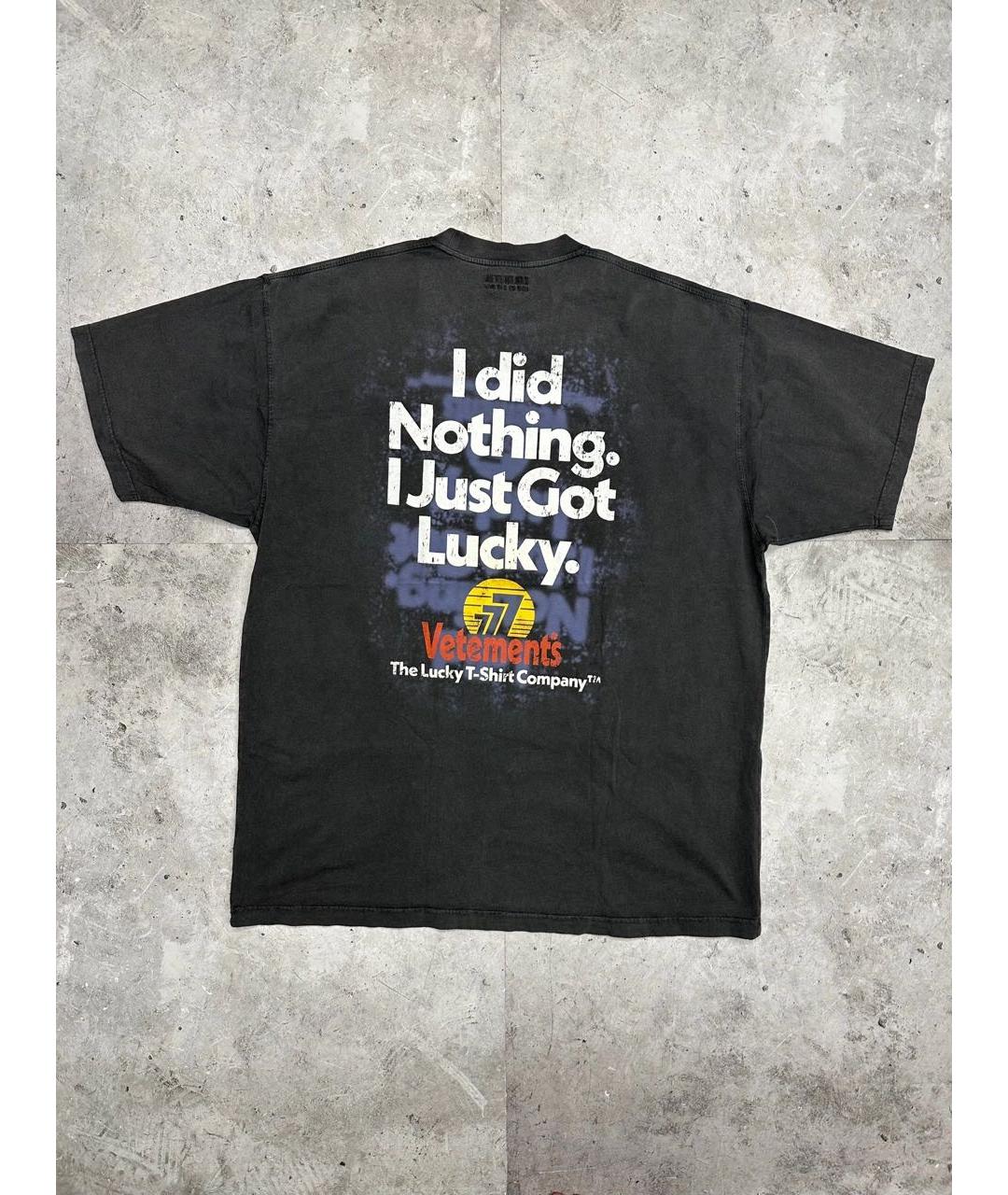 VETEMENTS Черная хлопковая футболка, фото 3