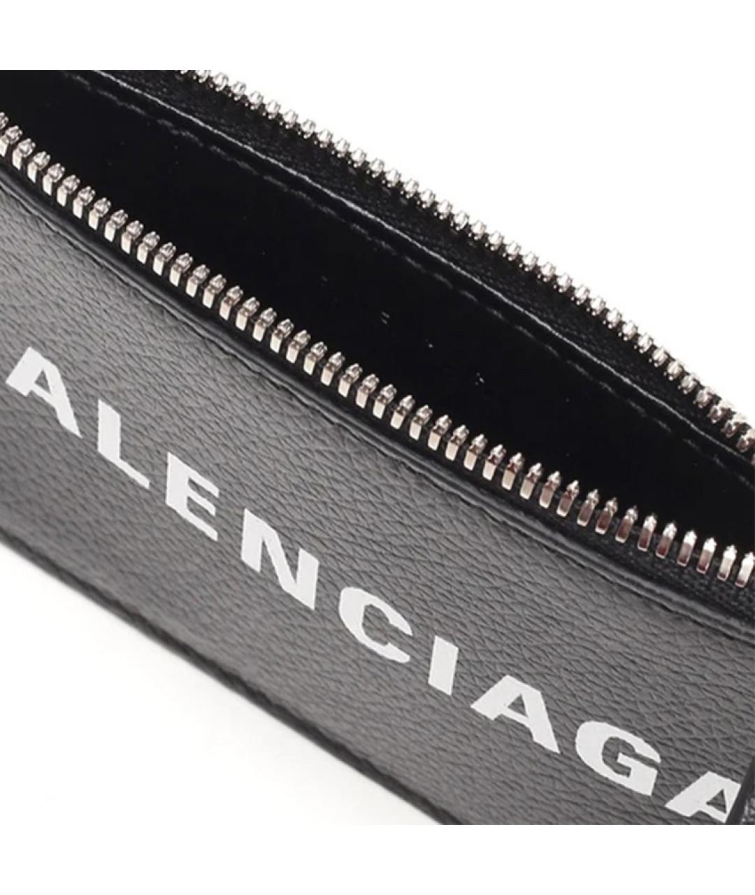 BALENCIAGA Черный кожаный кошелек, фото 6