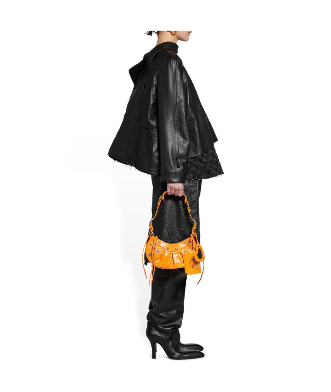 BALENCIAGA Оранжевая кожаная сумка через плечо, фото 6
