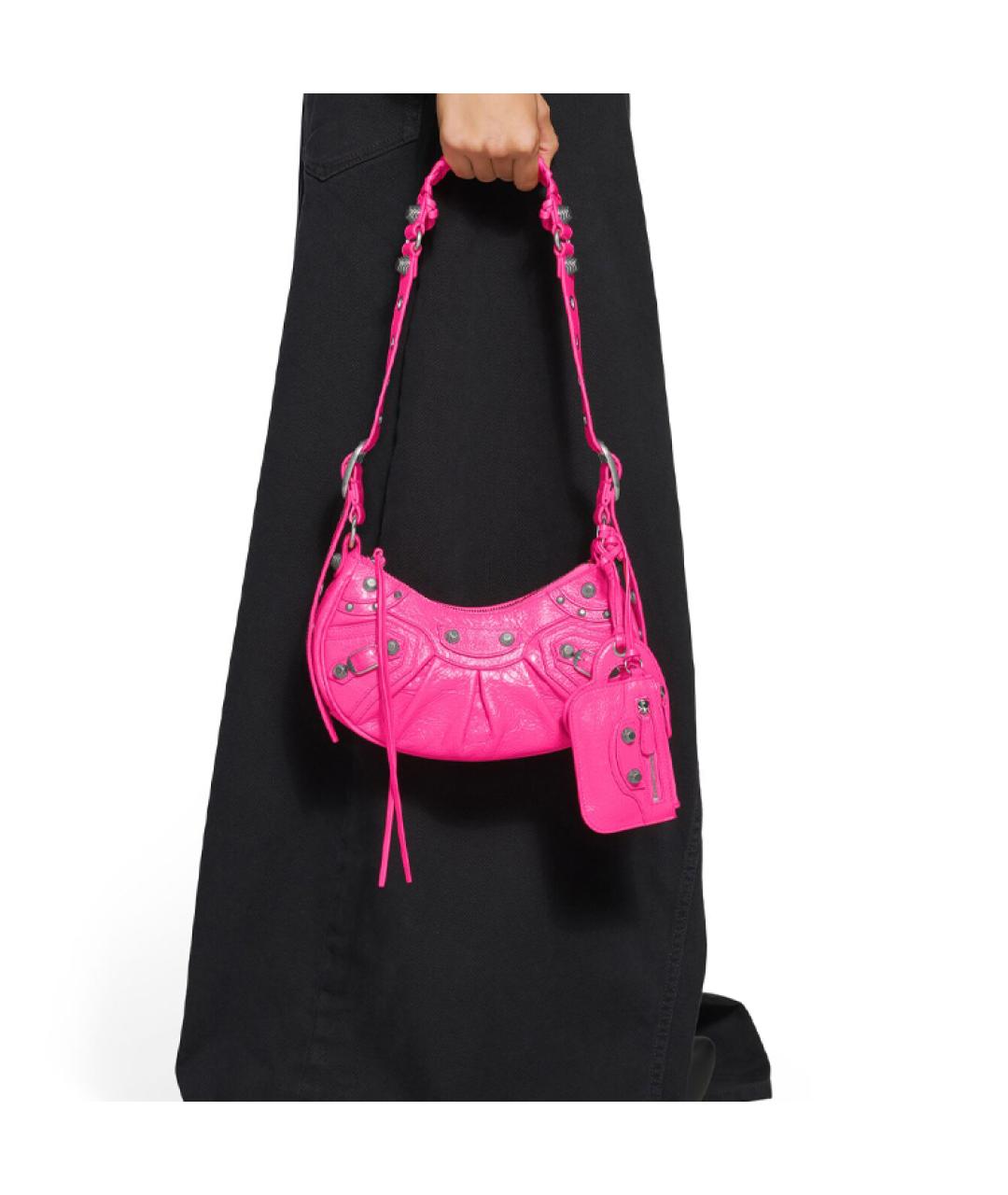 BALENCIAGA Розовая кожаная сумка через плечо, фото 8