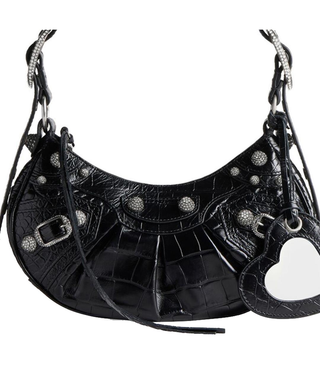 BALENCIAGA Черная кожаная сумка через плечо, фото 6