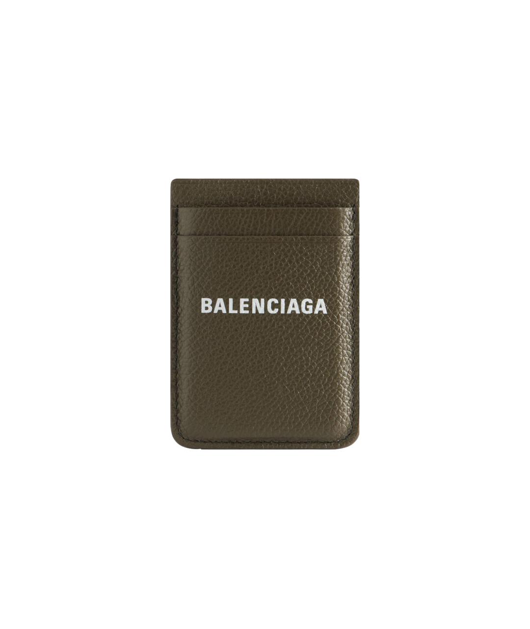 BALENCIAGA Хаки кожаный кардхолдер, фото 1