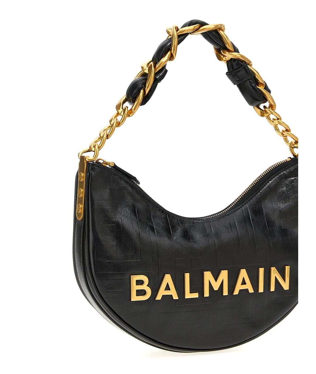 BALMAIN Черная кожаная сумка через плечо, фото 3