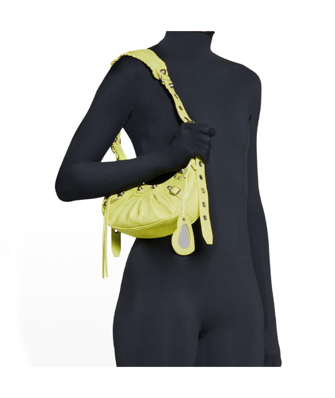 BALENCIAGA Желтая кожаная сумка через плечо, фото 6