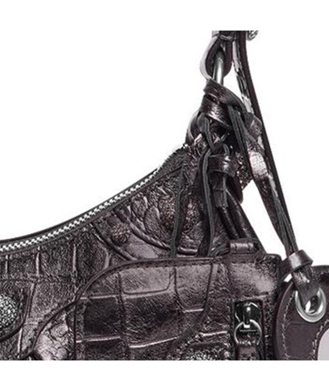 BALENCIAGA Серая кожаная сумка через плечо, фото 5