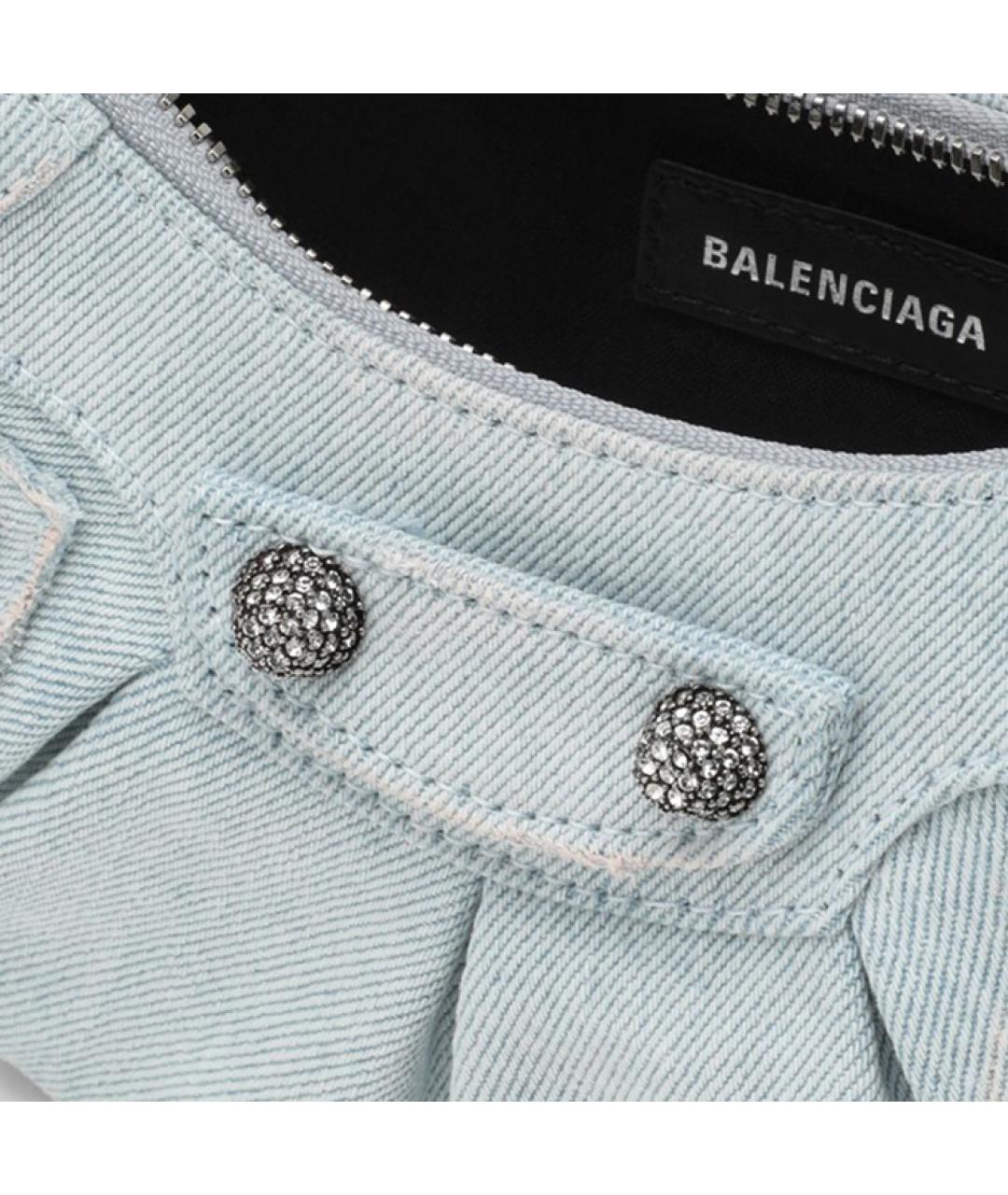 BALENCIAGA Голубая деним сумка через плечо, фото 4
