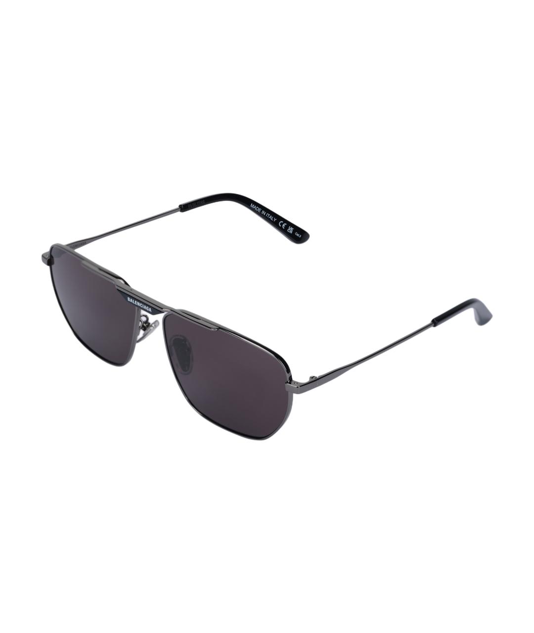 BALENCIAGA Черные металлические солнцезащитные очки, фото 1